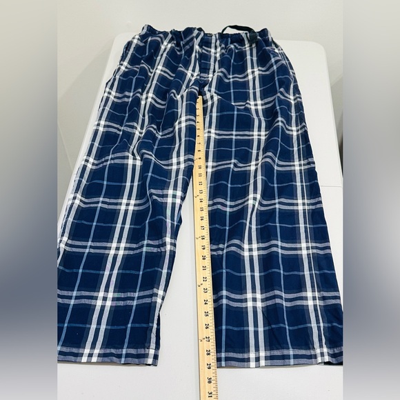 Burberry Body Lounge Pajama Pants Pockets Plaid Check Navy/Gray Cotton Medium - Picture 3 of 8